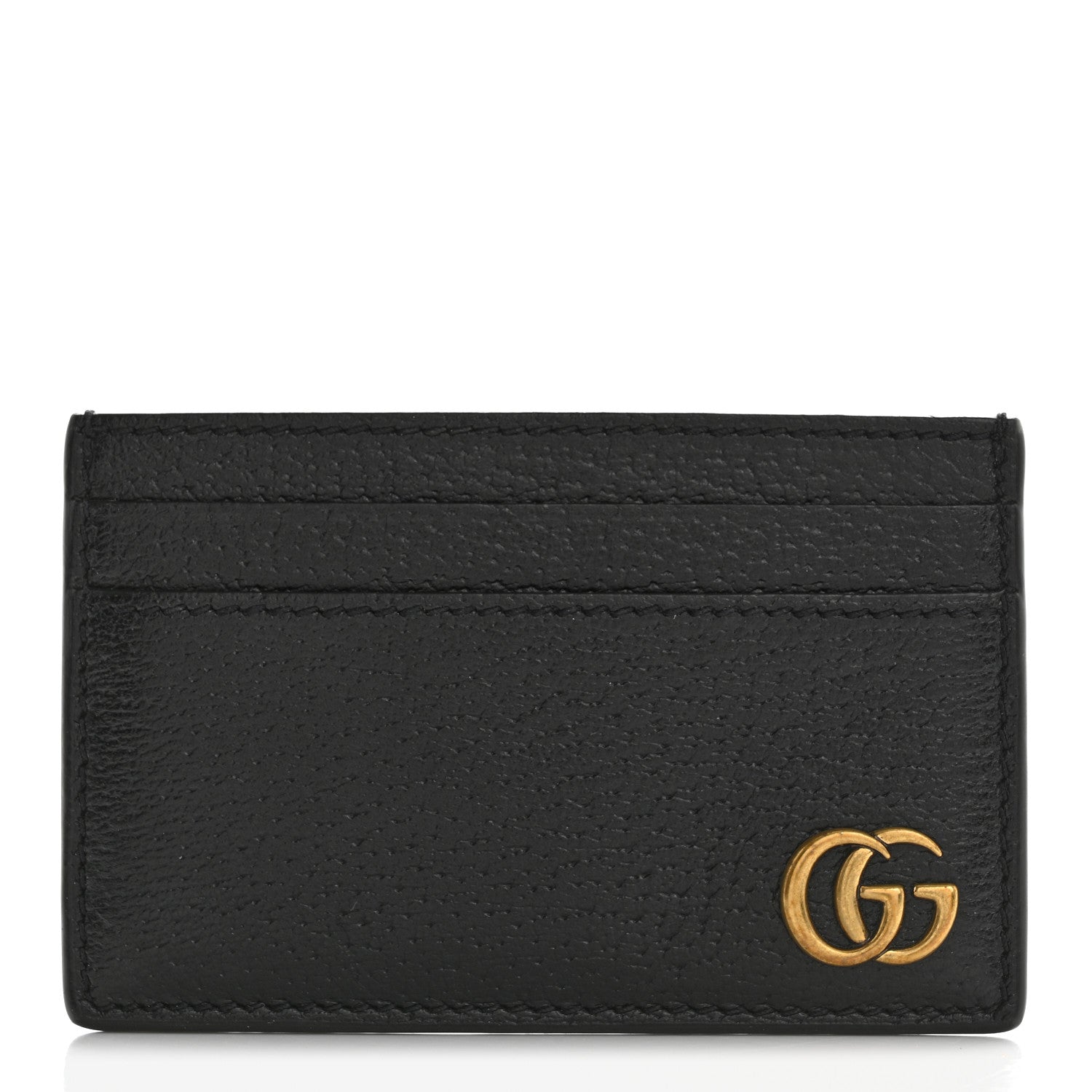 Gucci Calfskin Boar Effect GG Marmont Card Holder Black 1 of 7