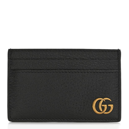 Gucci Calfskin Boar Effect GG Marmont Card Holder Black 1 of 7