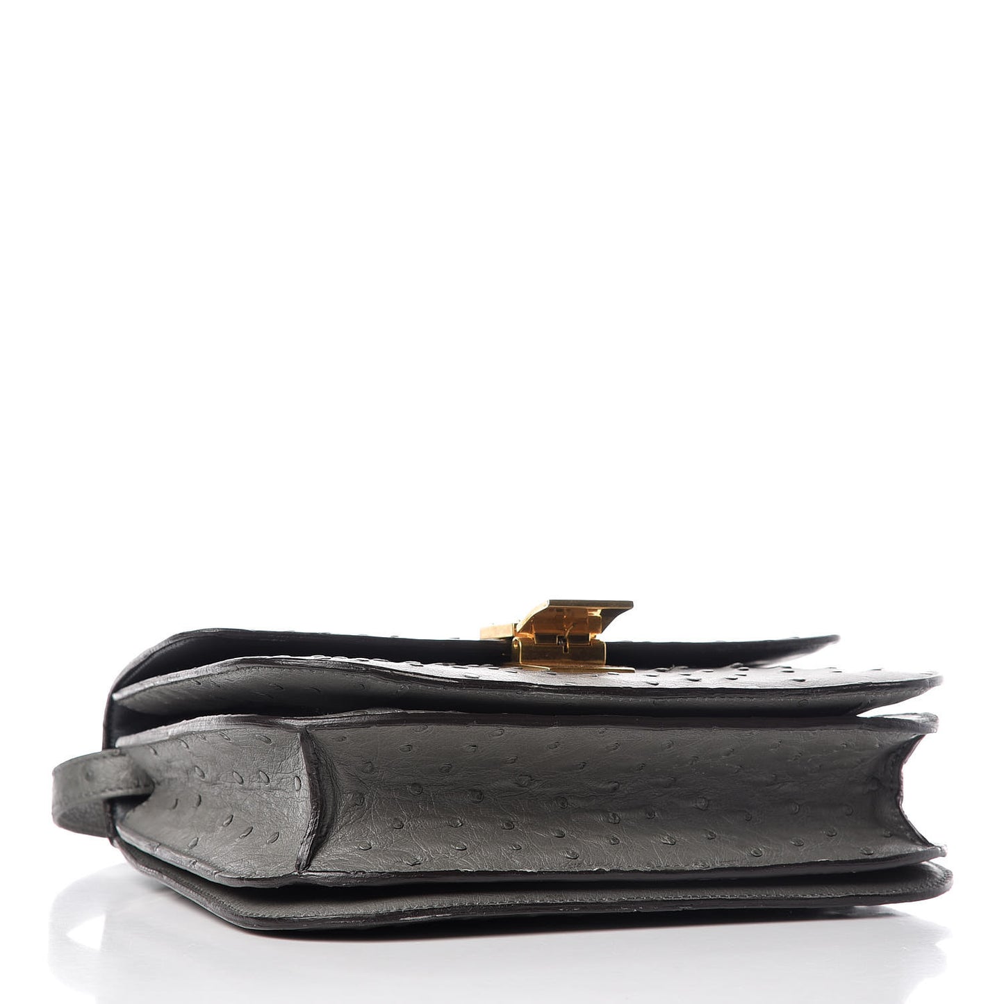Ostrich Medium Classic Box Flap Bag Storm
