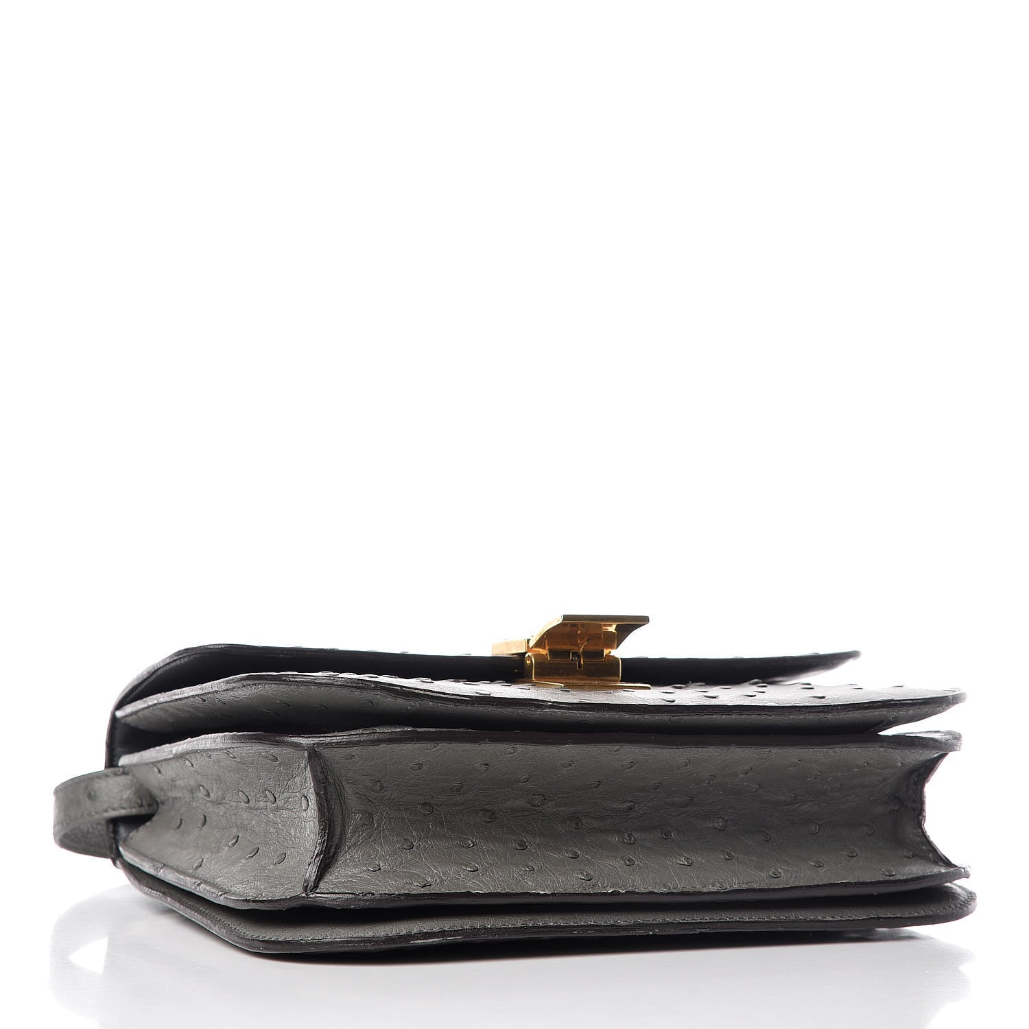 Celine Ostrich Medium Classic Box Flap Bag Storm 4 of 14