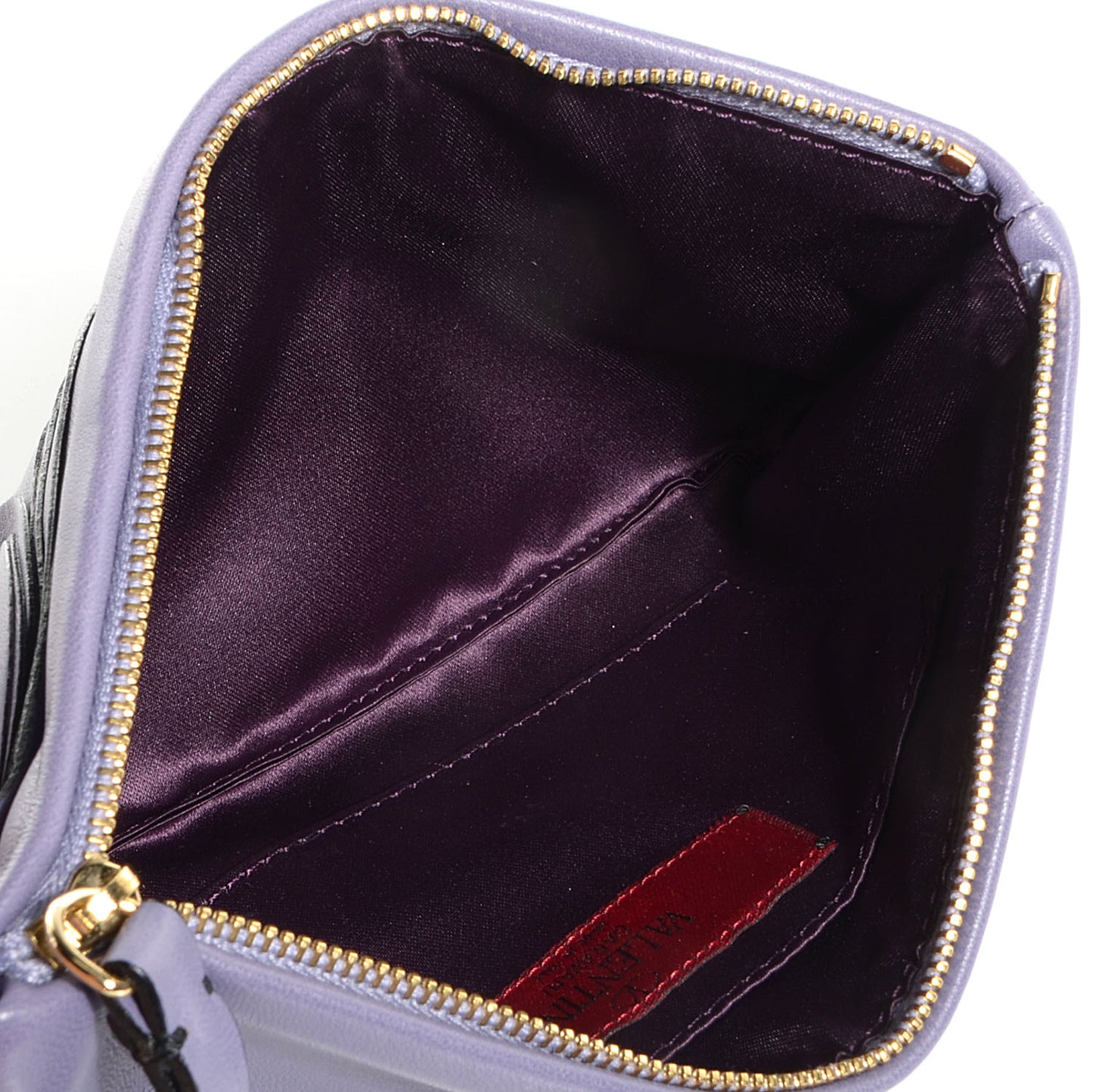 Nappa Leather Draped Rose Wristlet Purple