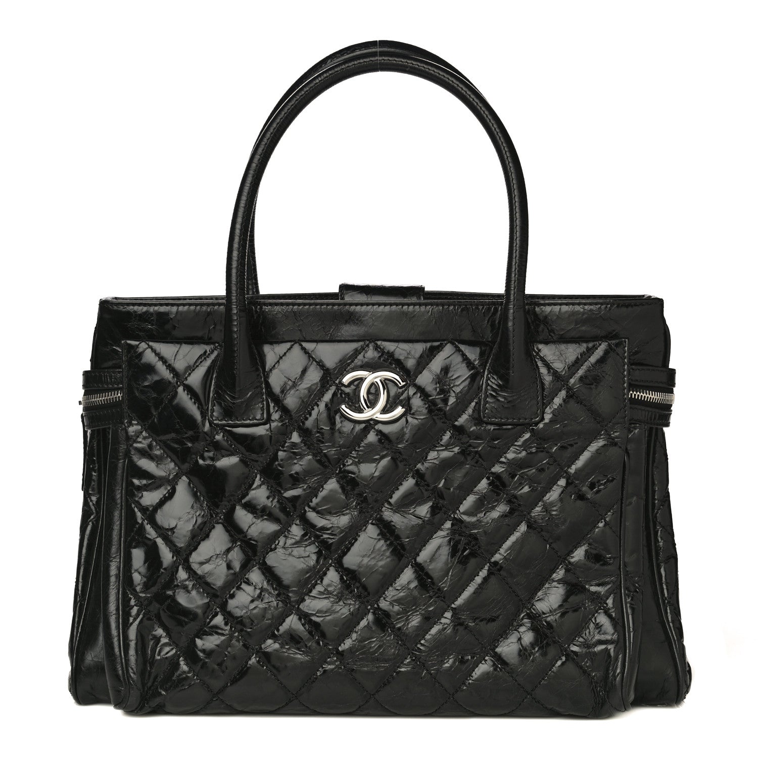 Chanel Glazed Calfskin Quilted Large New Portobello Tote Black 1 of 16