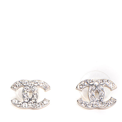 Chanel Crystal Timeless CC Earrings Silver 1 of 5