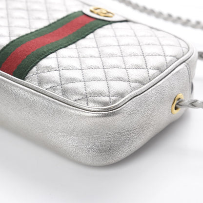 Gucci Laminated Nappa Web Trapuntata Mini GG Shoulder Bag Argento 6 of 7