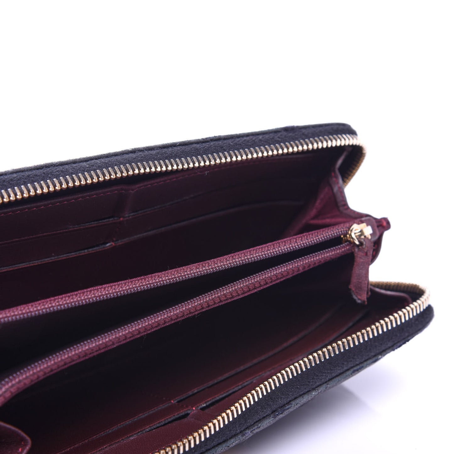 Lambskin Quilted Large Gusset Zip Around Wallet Black