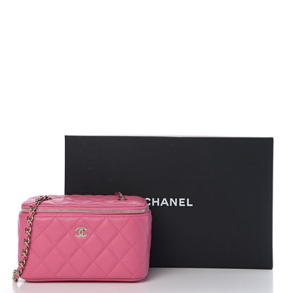 Chanel Caviar Quilted Small Vanity Case With Chain Pink 10 of 10