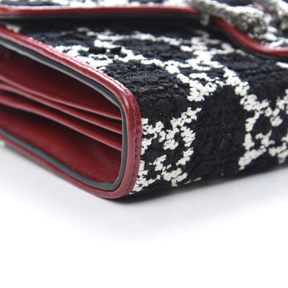 Gucci Tweed GG Monogram Mini Dionysus Chain Wallet Black White Romantic Cherry 9 of 10