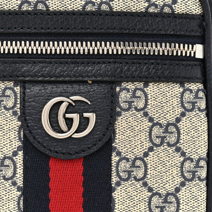 Gucci GG Supreme Monogram Textured Calfskin Web Mini Ophidia Messenger Beige Blue 8 of 11