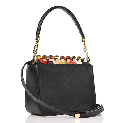 Fendi Grained Calfskin Studded 3Baguette Shoulder Bag Black Multicolor 4 of 8