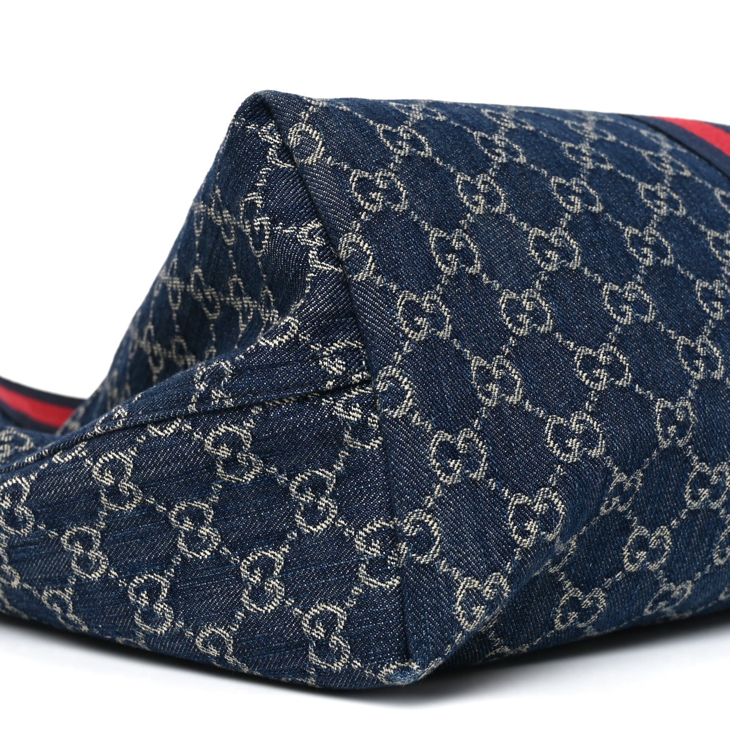 Denim GG Monogram Web Large Giglio Tote Blue