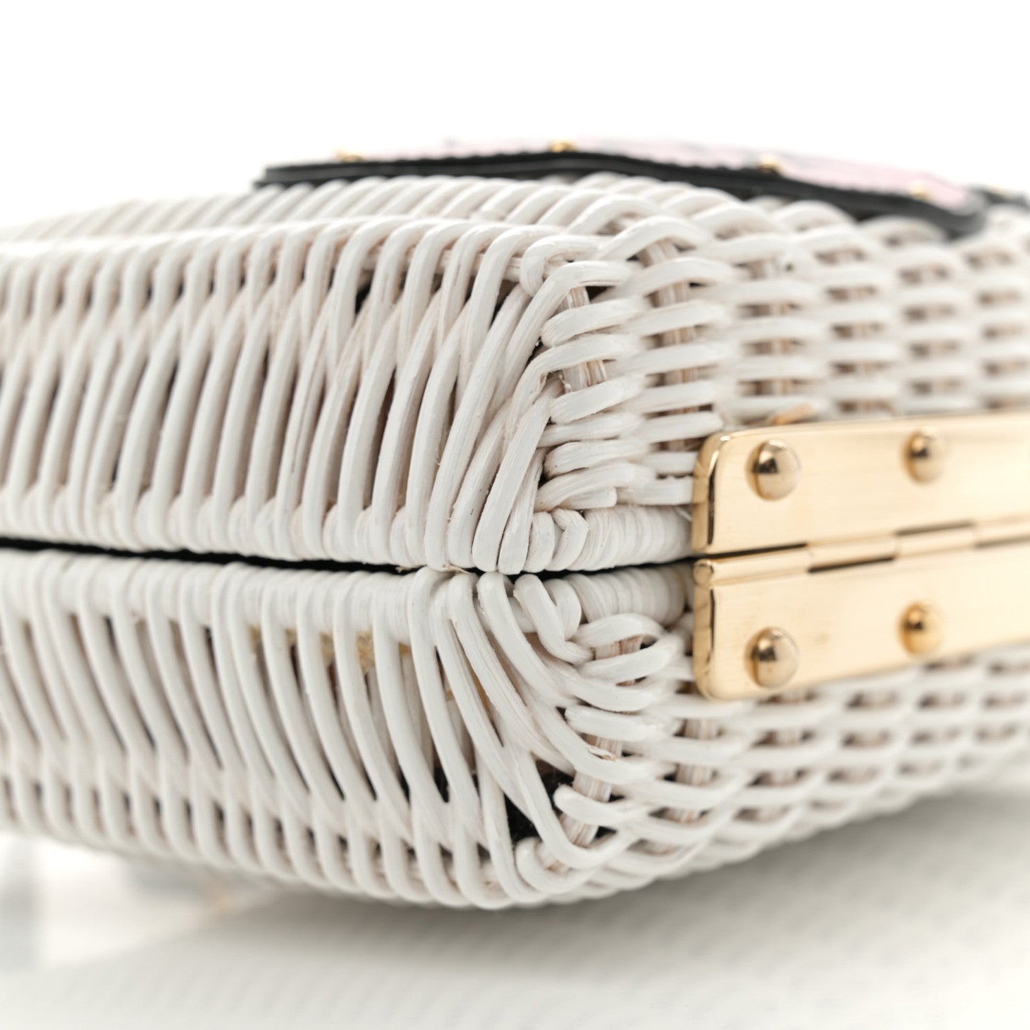 Prada Wicker Saffiano Midollino Patch Comics Crossbody Clutch White 9 of 12