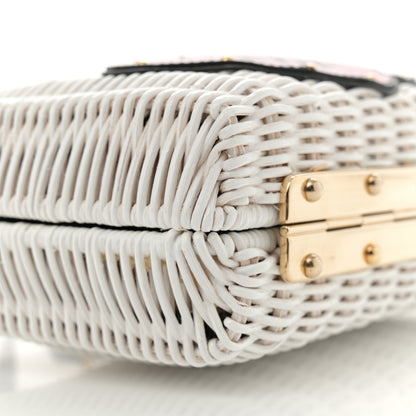 Prada Wicker Saffiano Midollino Patch Comics Crossbody Clutch White 9 of 12
