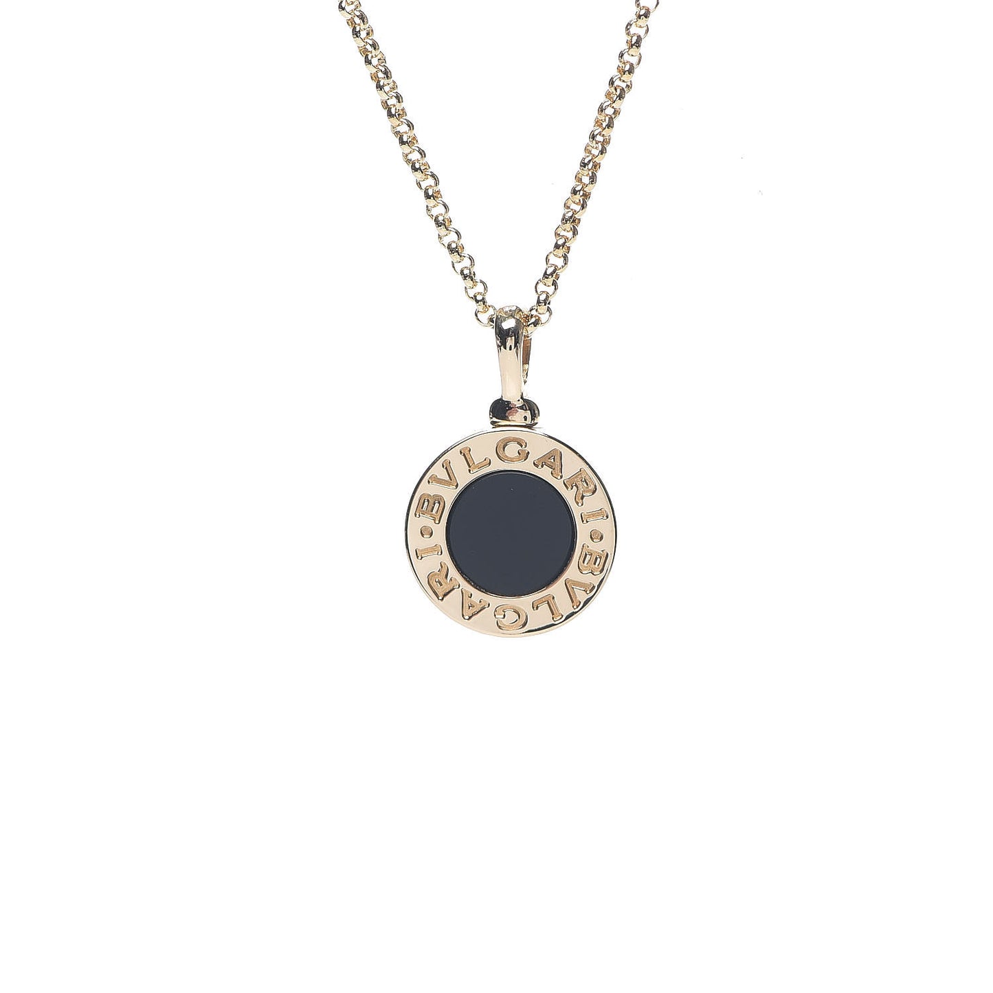 18K Yellow Gold Black Onyx BVLGARI BVLGARI Pendant Necklace