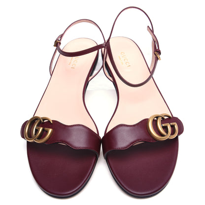 Gucci Lifford Calfskin GG Marmont Ankle Wrap Flat Sandals 39 Vintage Bordeaux 8 of 11