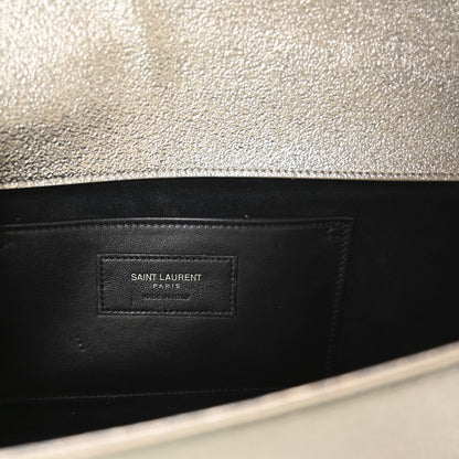 Saint Laurent Metallic Textured Calfskin Classic Monogram Cassandre Clutch Pale Gold 6 of 11