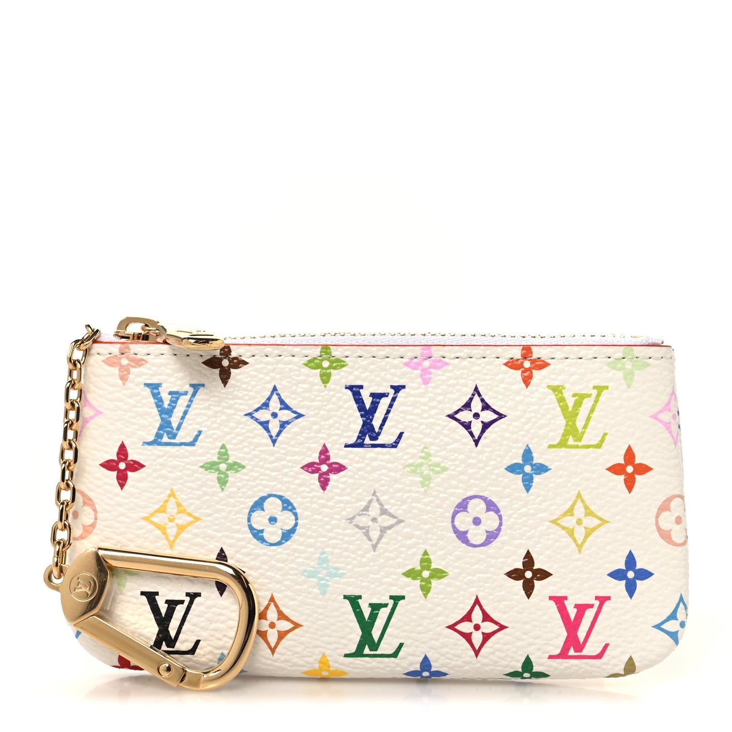 LV X TM Monogram Multicolor Key Pouch White