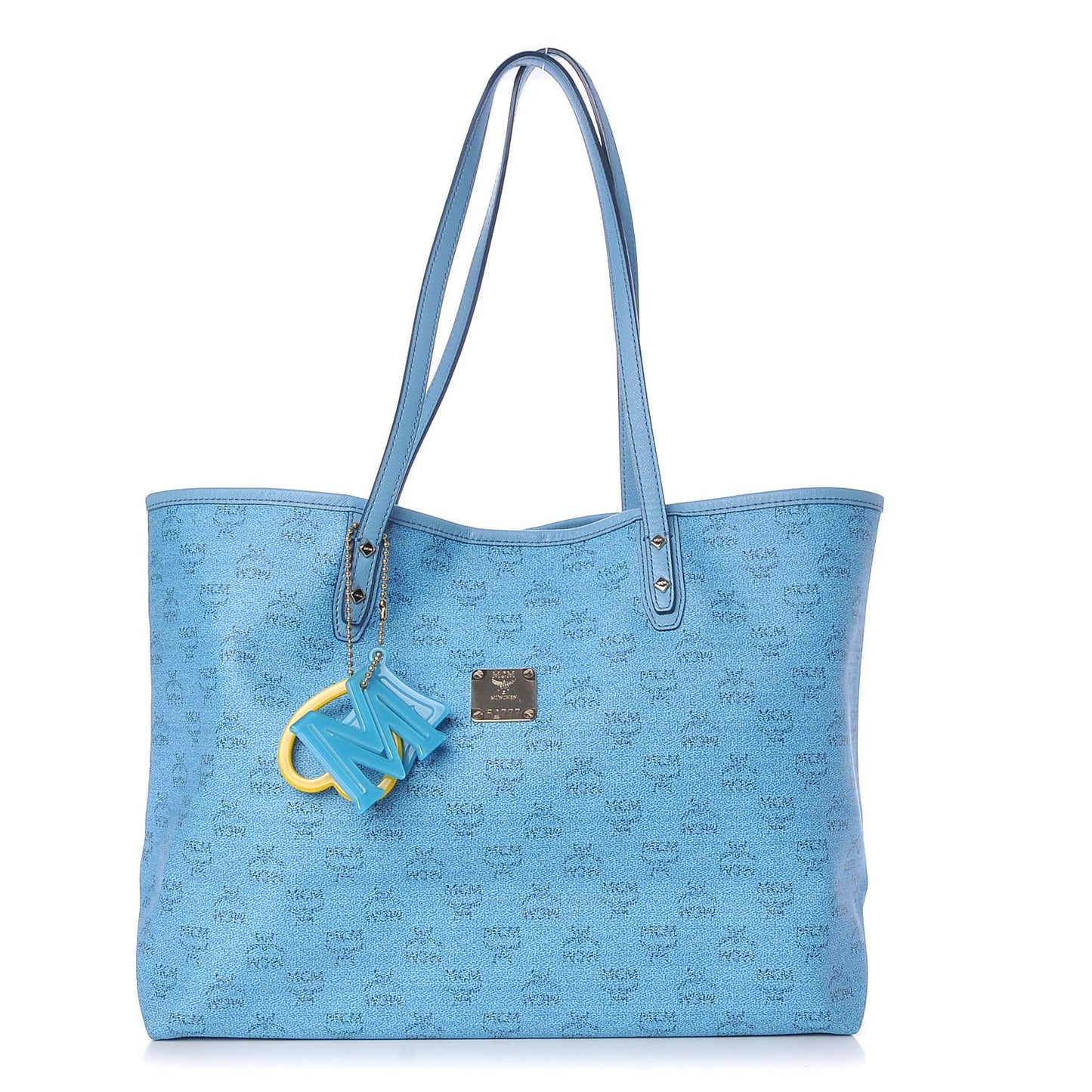 Coated Canvas Shopper Tote Blue