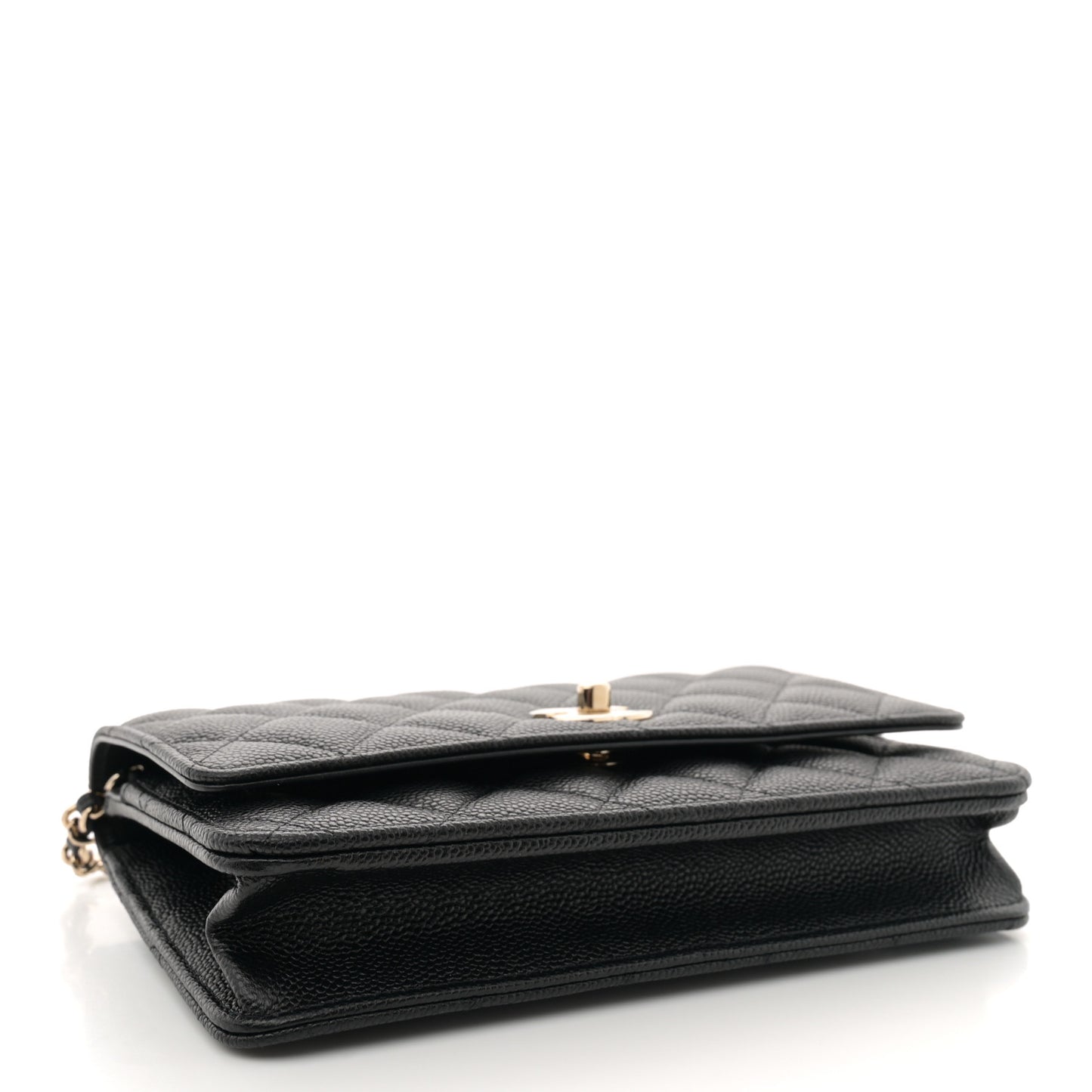 Caviar Quilted Bow Wallet On Chain WOC Black