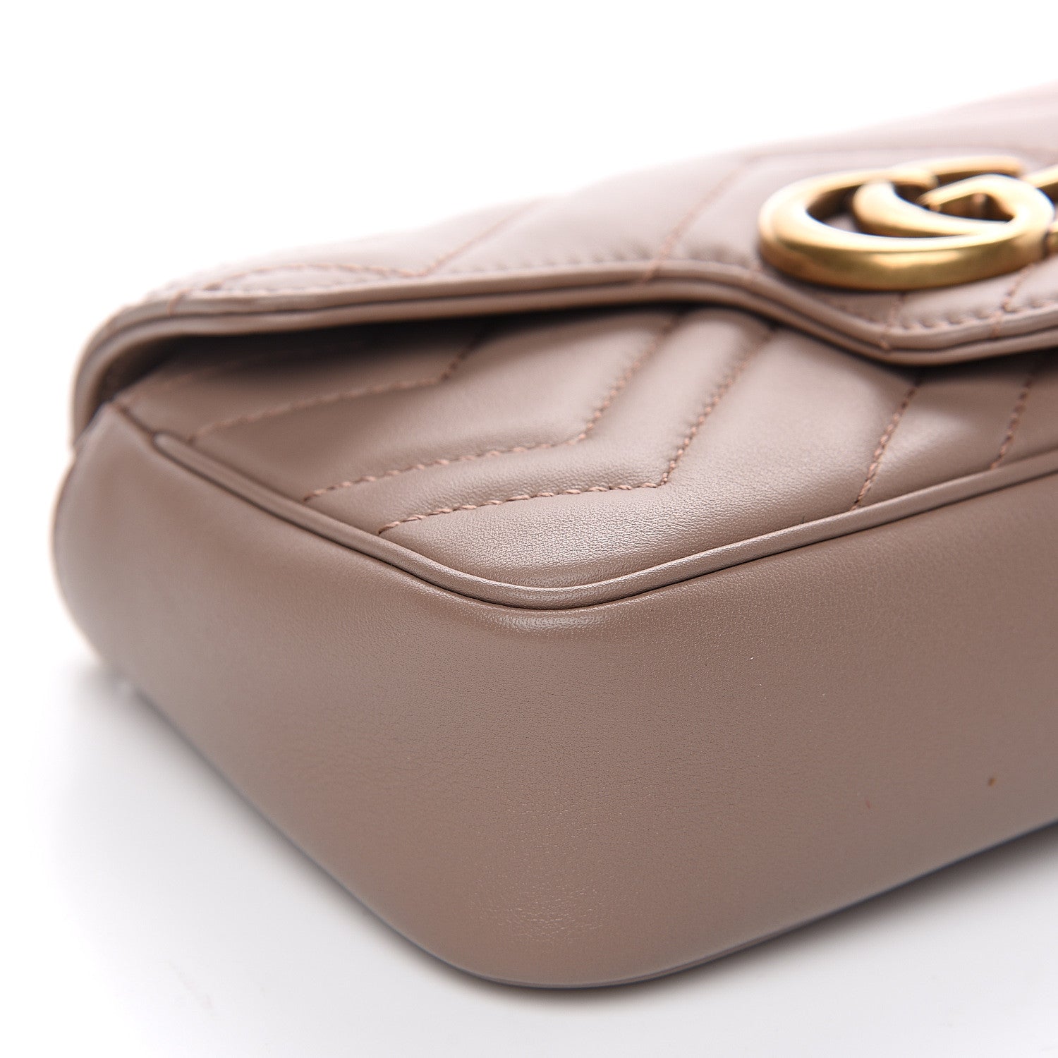 Gucci Calfskin Matelasse Super Mini GG Marmont Shoulder Bag Porcelain Rose 7 of 9