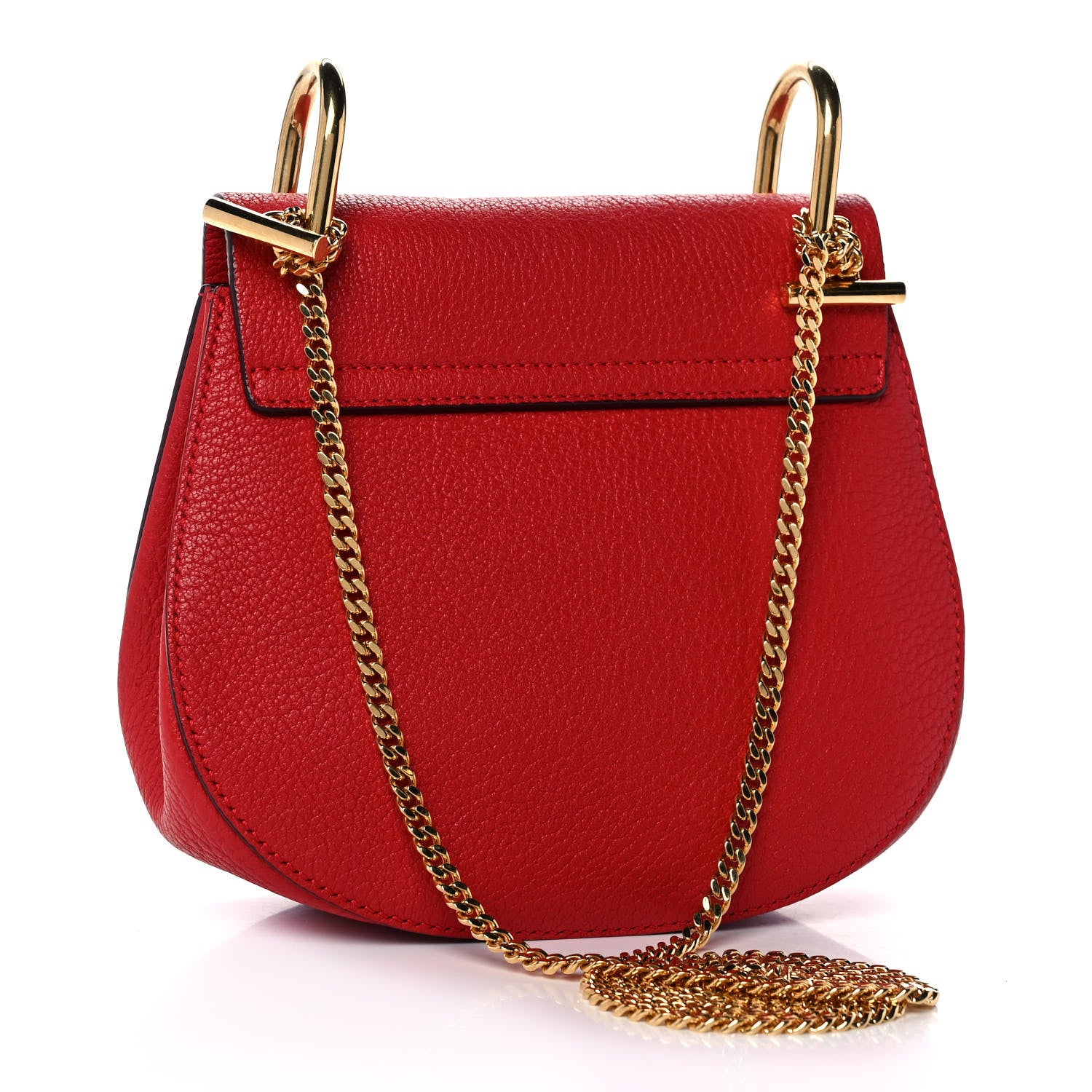 Chloe Grained Lambskin Mini Drew Shoulder Bag Plaid Red 3 of 13