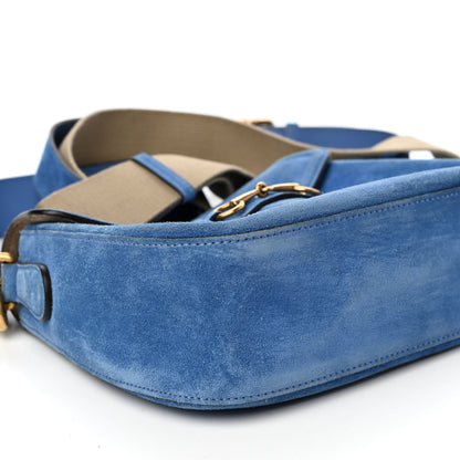 Gucci Suede Medium Lady Web Shoulder Bag Blue 8 of 9