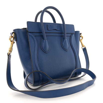 Celine Drummed Calfskin Nano Luggage Indigo 3 of 16