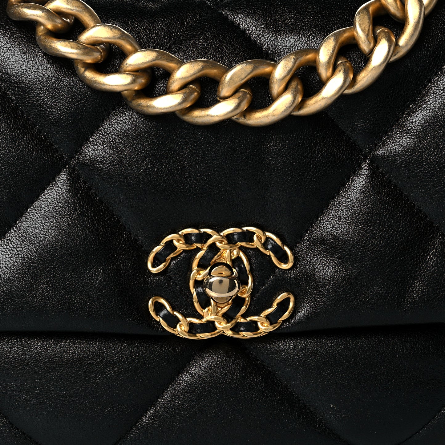 Lambskin Quilted Large Chanel 19 Flap Black