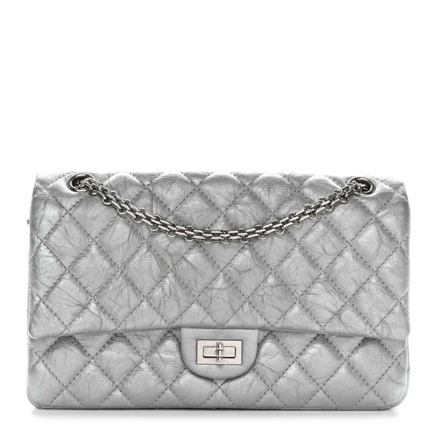 Metallic Aged Calfskin Quilted 2.55 Reissue 226 Flap Silver