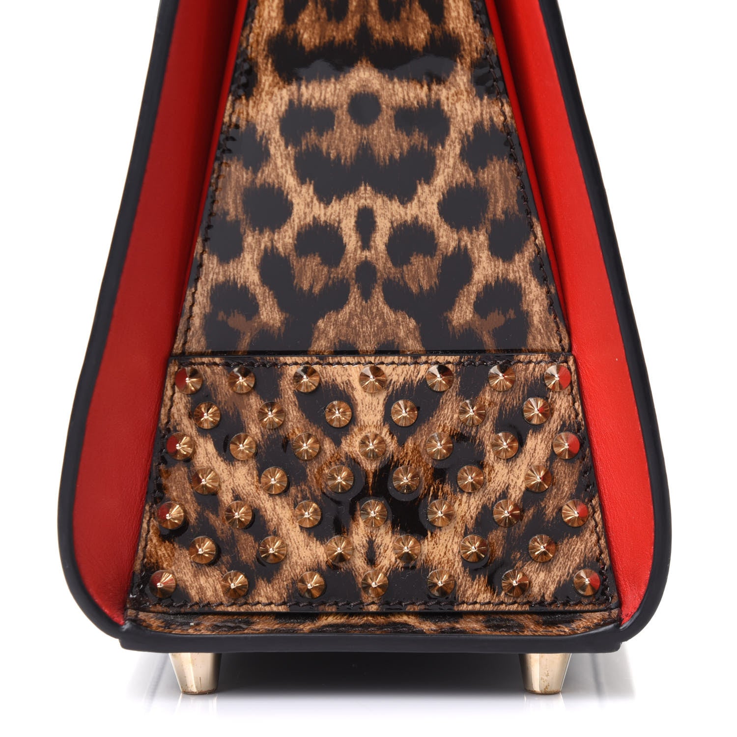 Christian Louboutin Calfskin Patent Leopard Spiked Medium Paloma Black 21 of 24