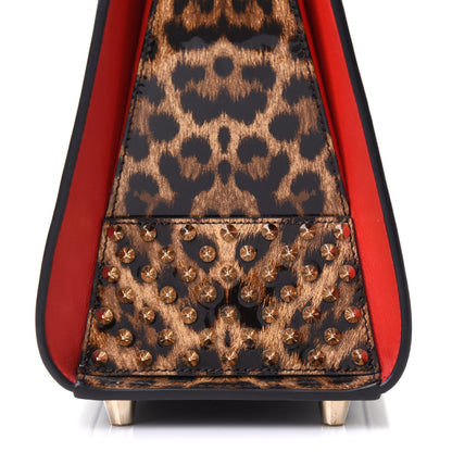 Christian Louboutin Calfskin Patent Leopard Spiked Medium Paloma Black 21 of 24