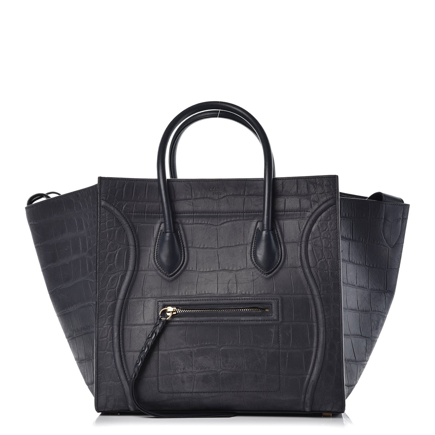 Celine Crocodile Embossed Nubuck Medium Phantom Luggage Navy 1 of 24