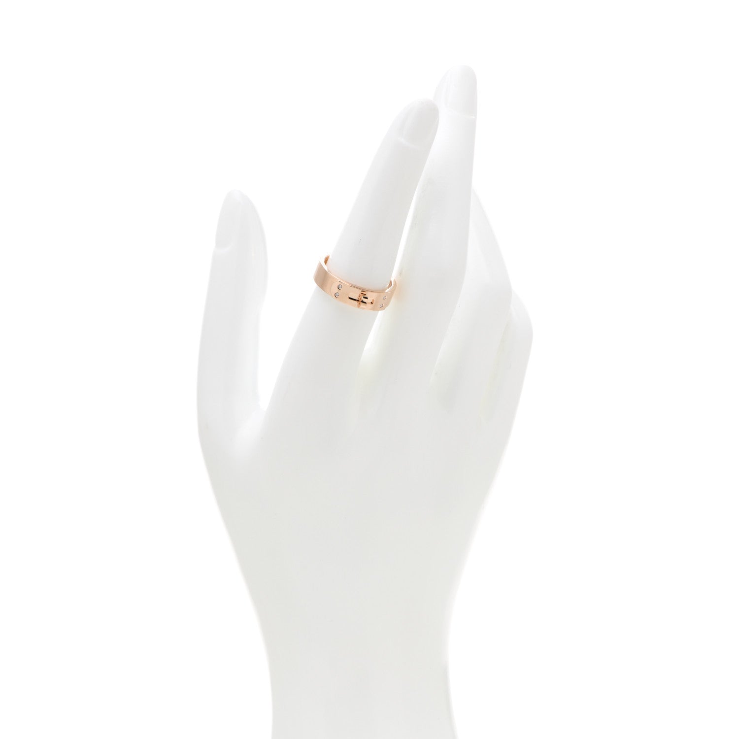 Hermes 18K Rose Gold Diamond PM Kelly Ring 55 7.25 2 of 4