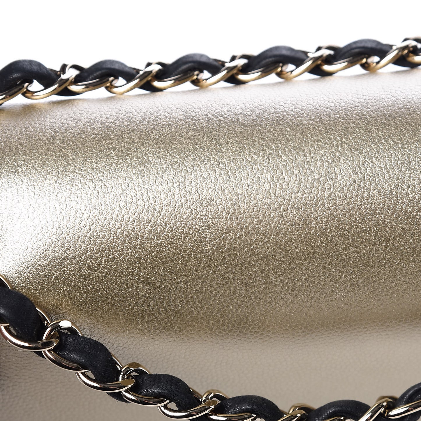 Caviar Iridescent Calfskin Duo Medium Double Flap Light Gold Black