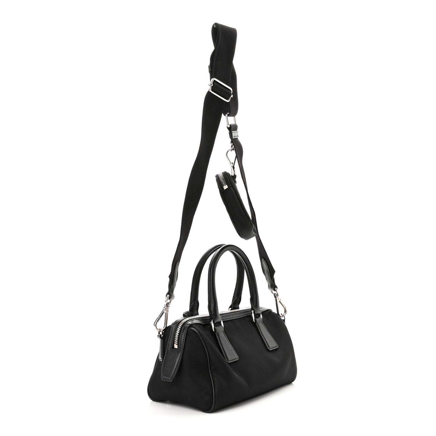 Nylon Saffiano Re-Edition 2005 Top Handle Crossbody Bag Black