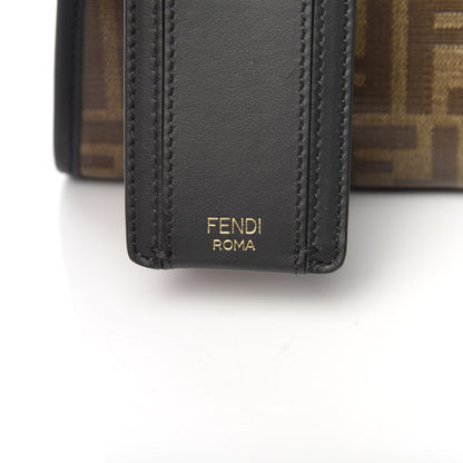 Fendi Glazed Fabric Vitello Century FF 1974 Stamp Patch Mini Peekaboo Defender Cover Mogano Panna Black 8 of 8