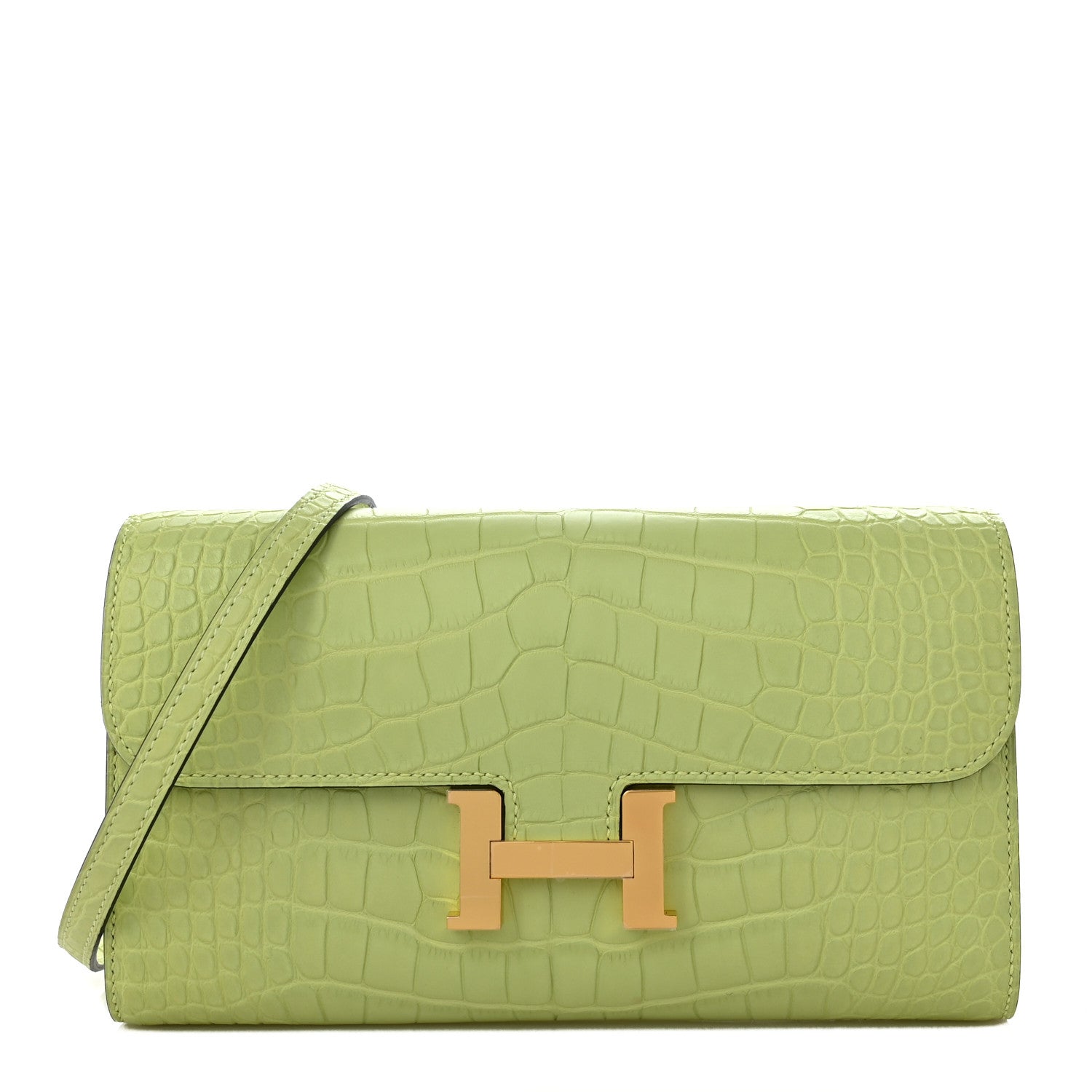 Hermes Matte Alligator Constance Long Wallet To Go Jaune Bourgeon 1 of 7