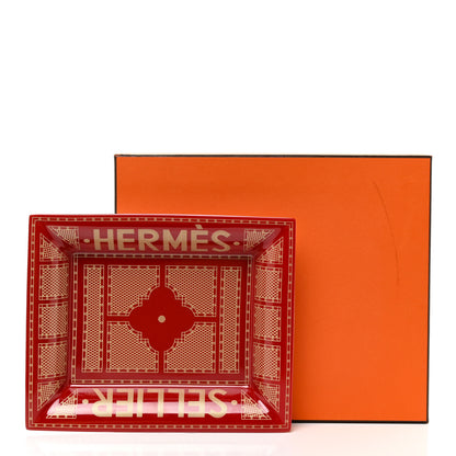 Hermes Porcelain Sellier Change Tray Rouge Or 6 of 6