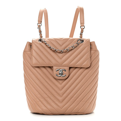 Chanel Calfskin Chevron Quilted Small Urban Spirit Backpack Beige 1 of 12