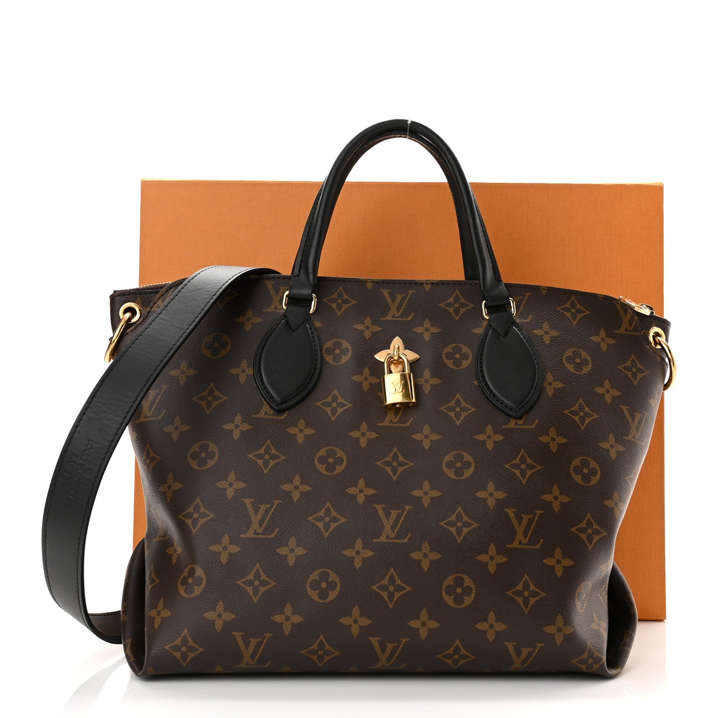 Monogram Flower Zipped Tote MM Black