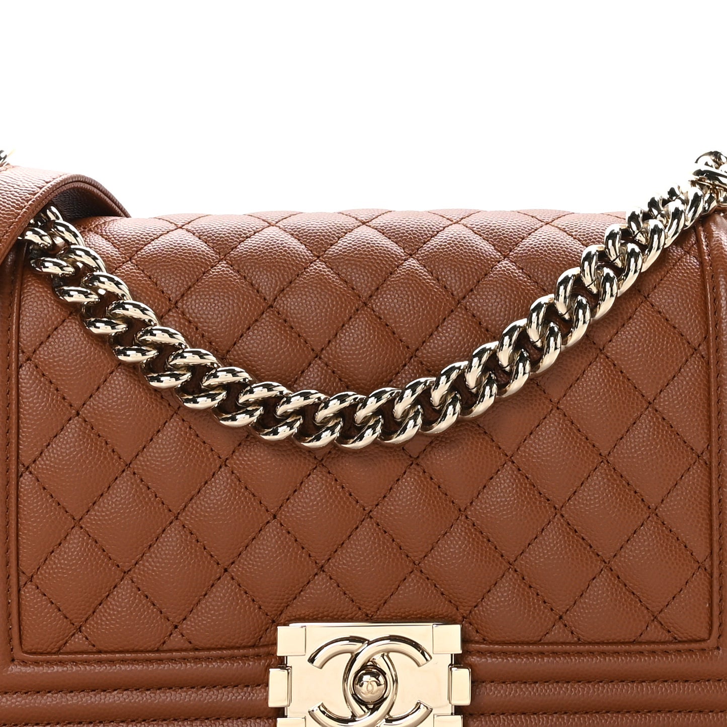 Caviar Quilted Medium Boy Flap Brown