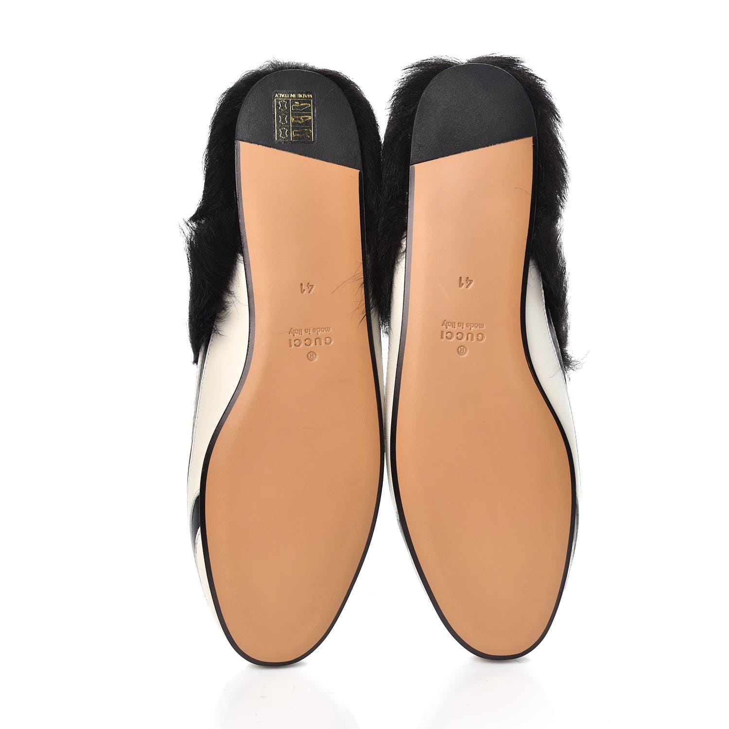 Gucci Malaga Kid Fur Zebra Inlay Womens Princetown Slippers 41 Mystic White Black 5 of 10