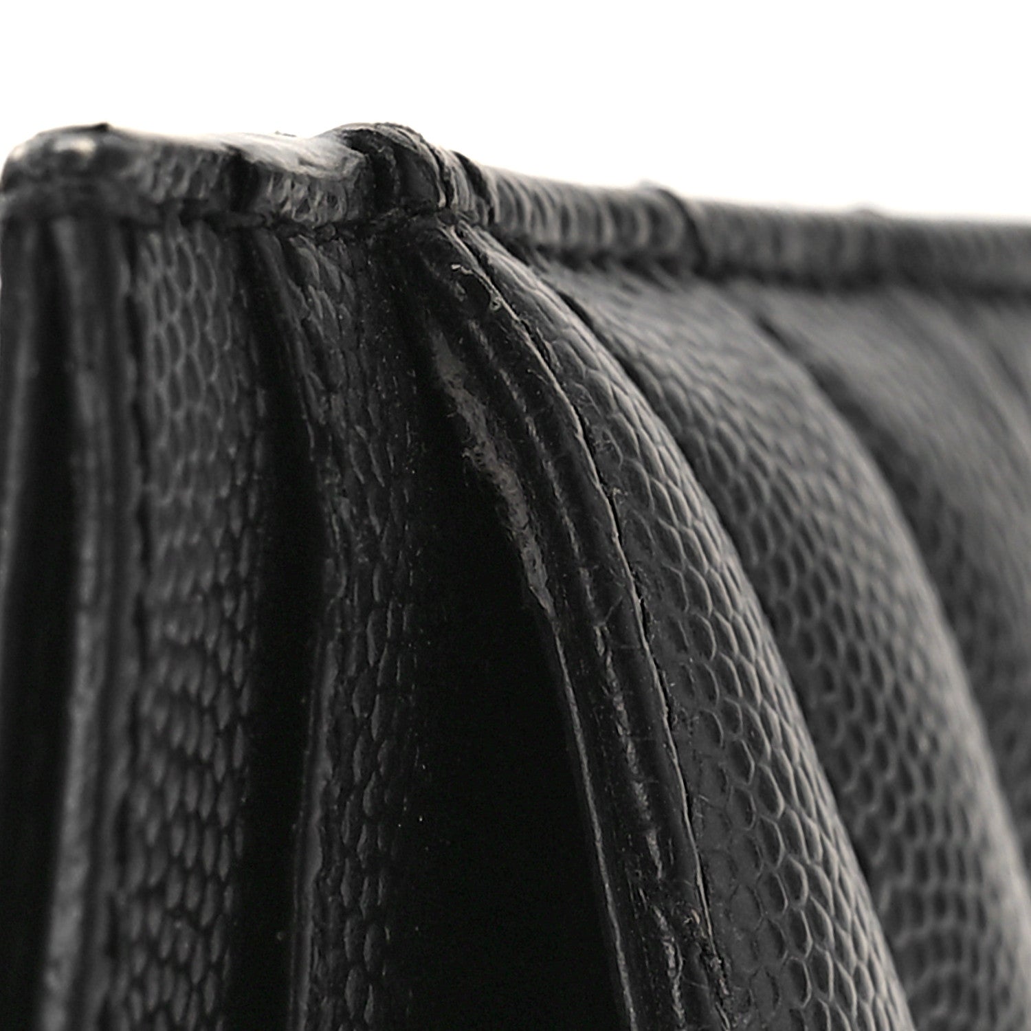 Saint Laurent Grain De Poudre Matelasse Chevron Monogram Credit Card Case Black 9 of 10