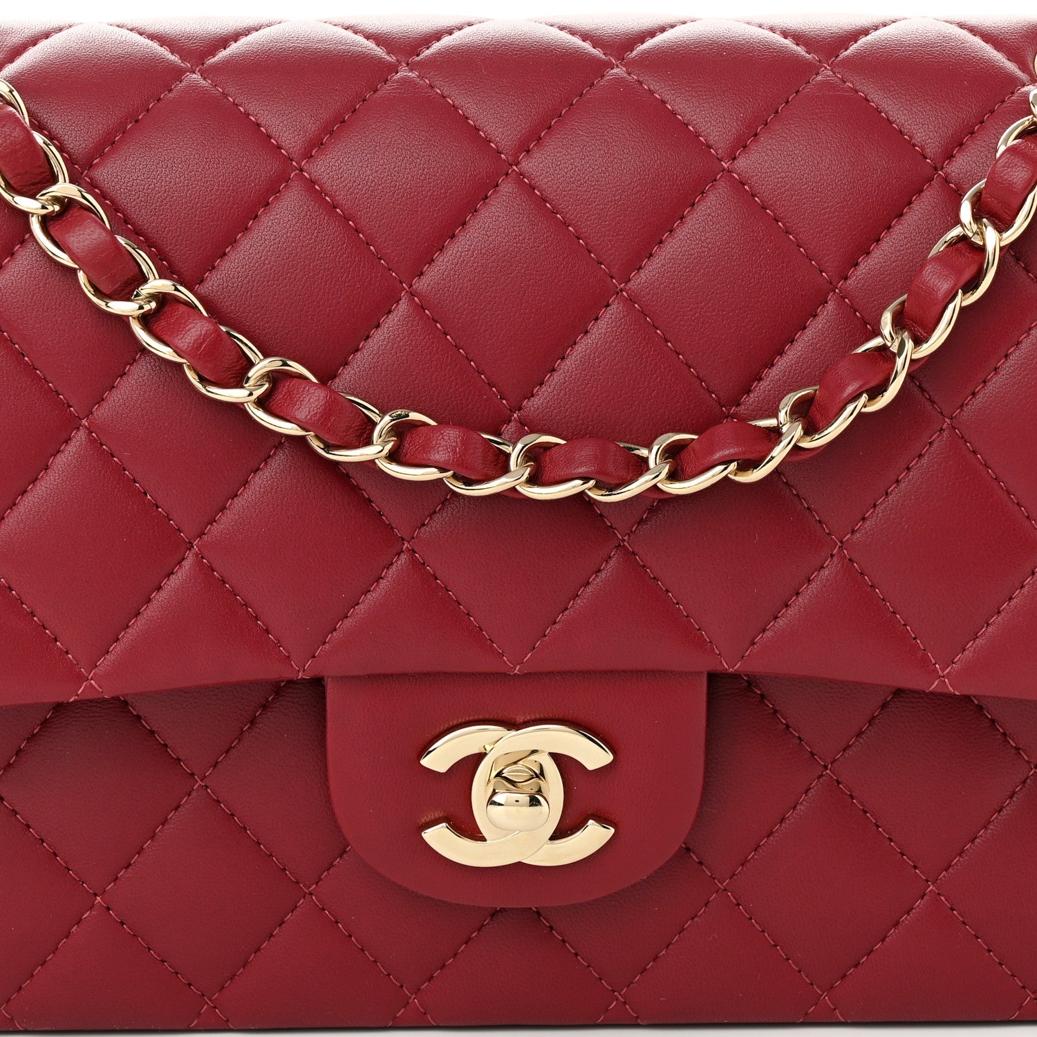 Chanel Lambskin Quilted Medium Double Flap Burgundy 8 of 10