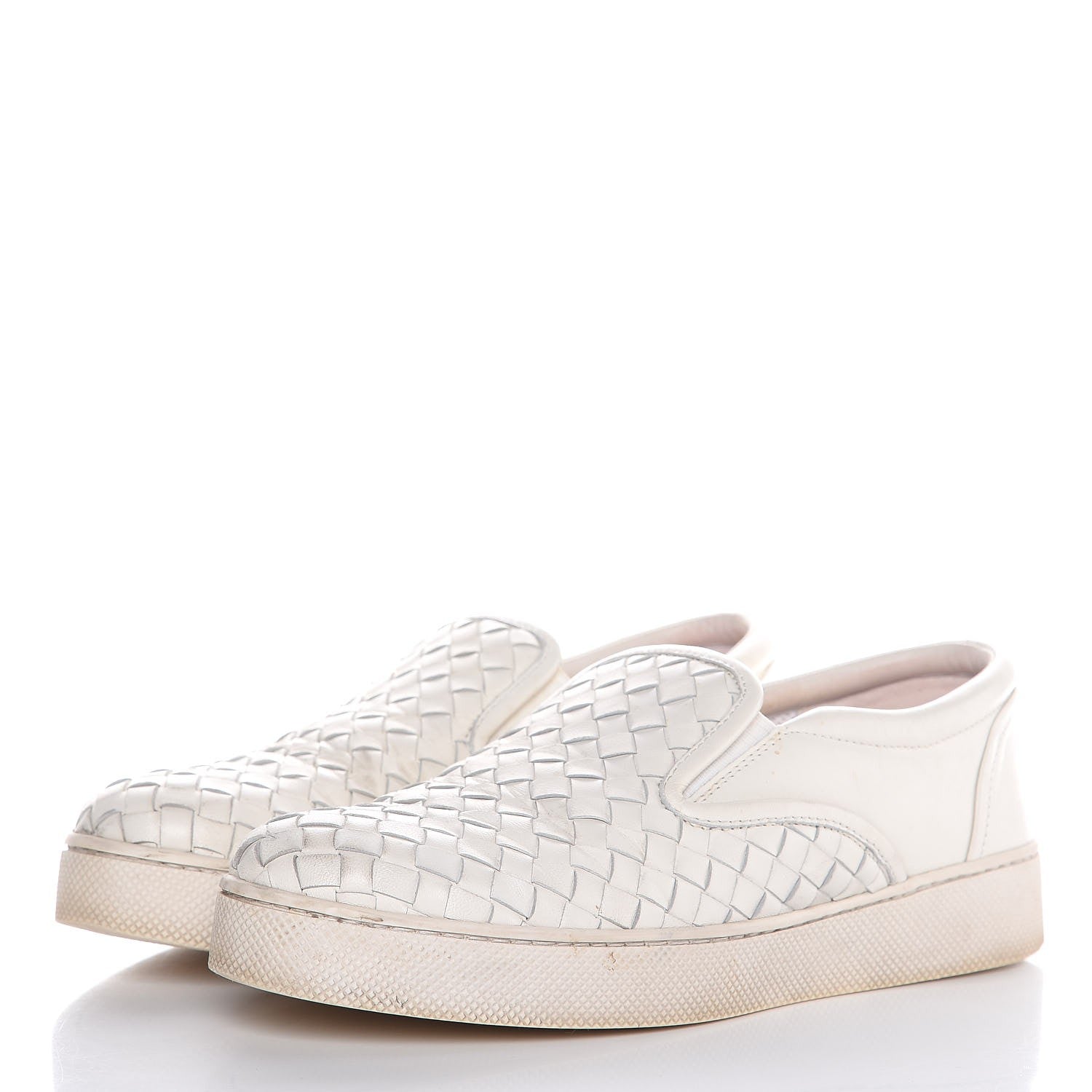 Bottega Veneta Nappa Intrecciato Slip On Sneakers 37 Bianco White 3 of 9
