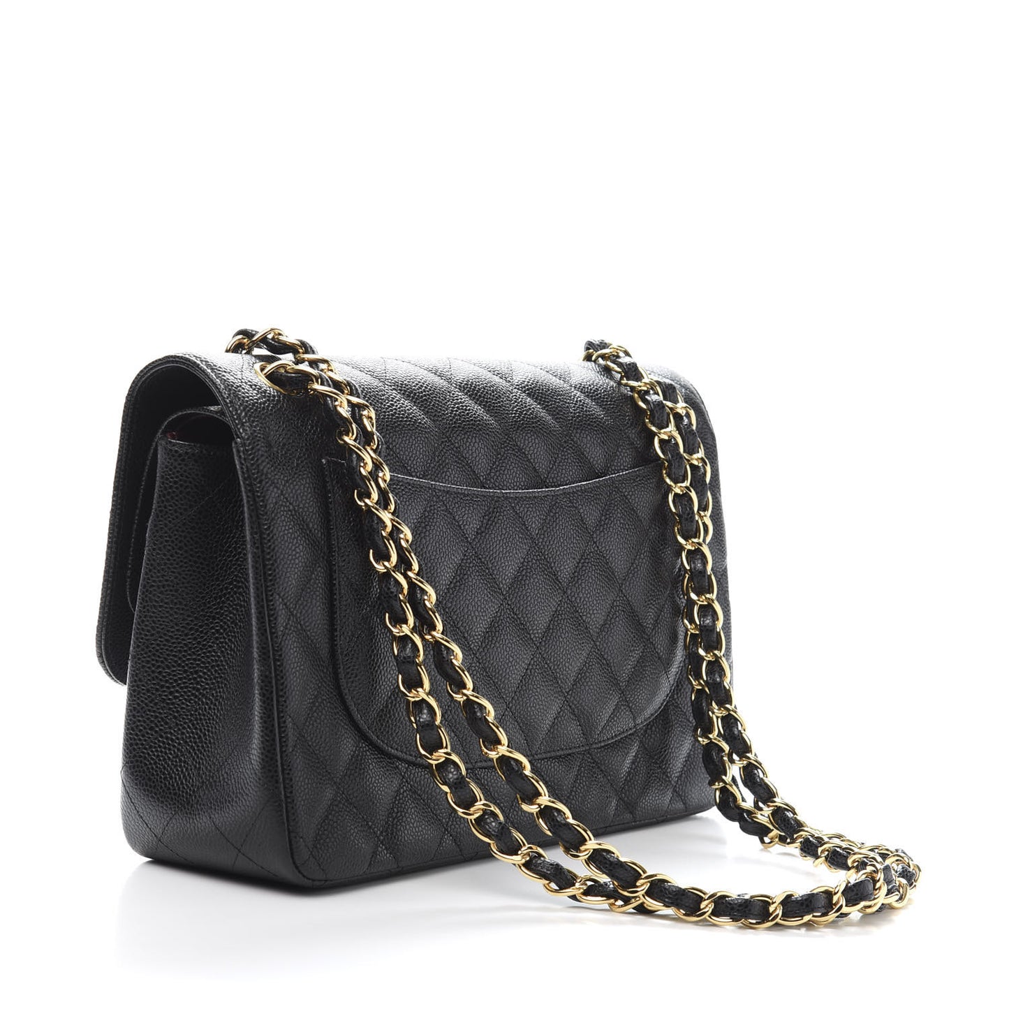 Caviar Quilted Jumbo Double Flap Black