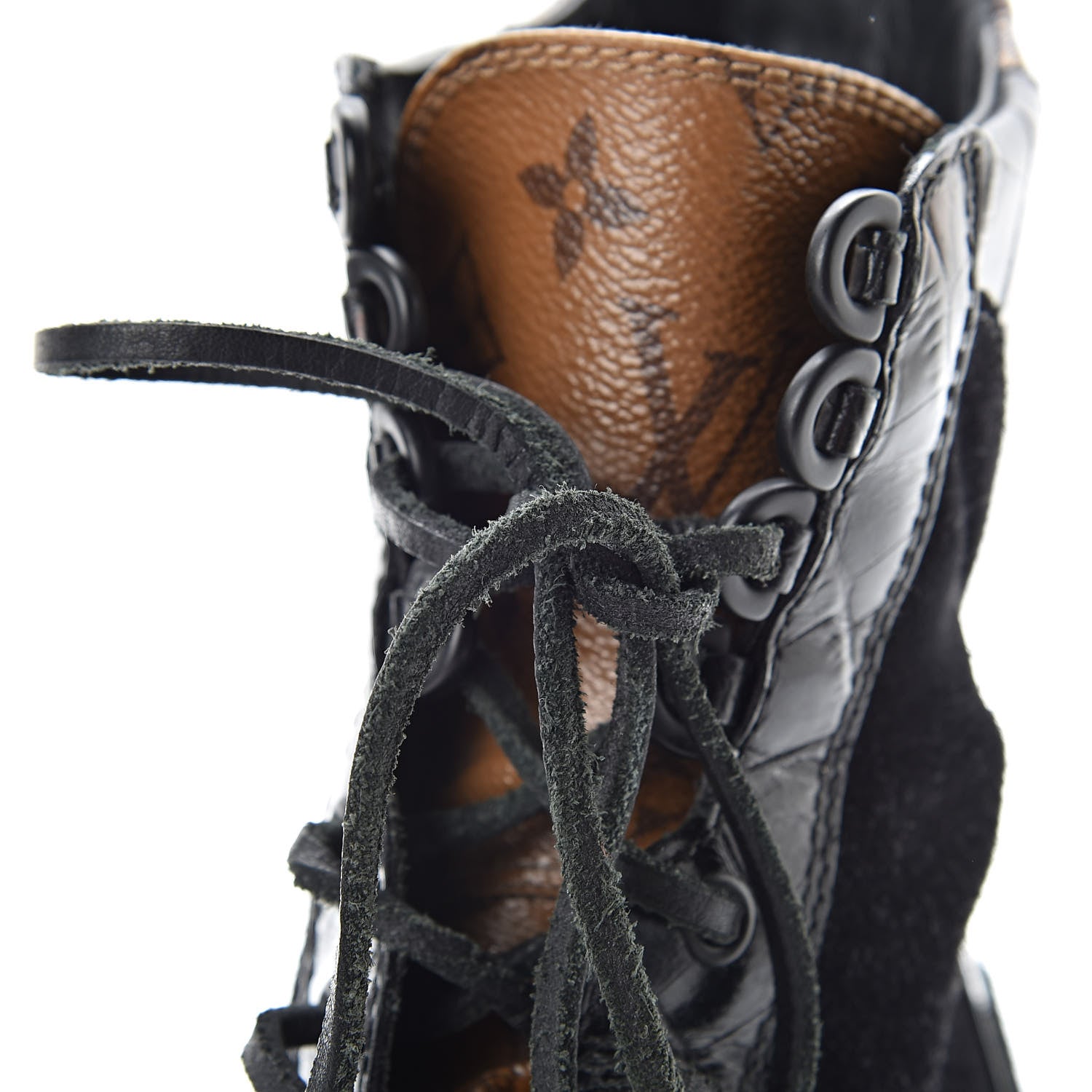 Louis Vuitton Suede Calfskin Reverse Monogram Laureate Platform Desert Boots 37.5 Black 12 of 12
