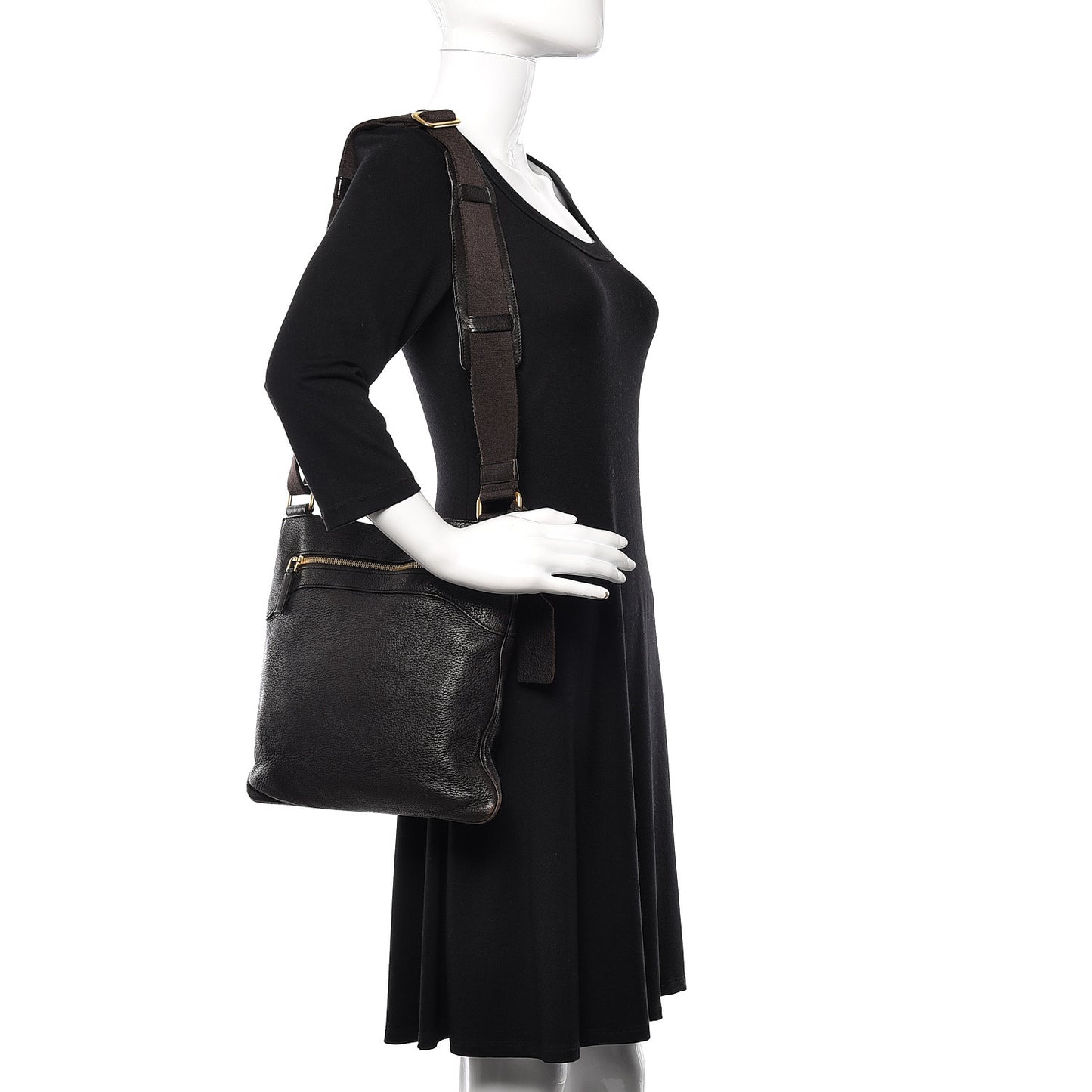 Cervo Deerskin Flat Messenger Bag Ebano