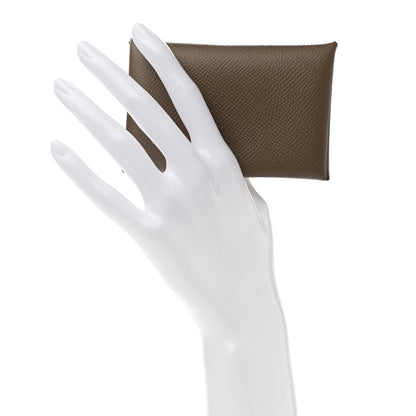 Hermes Epsom Calvi Card Case Etoupe 2 of 8