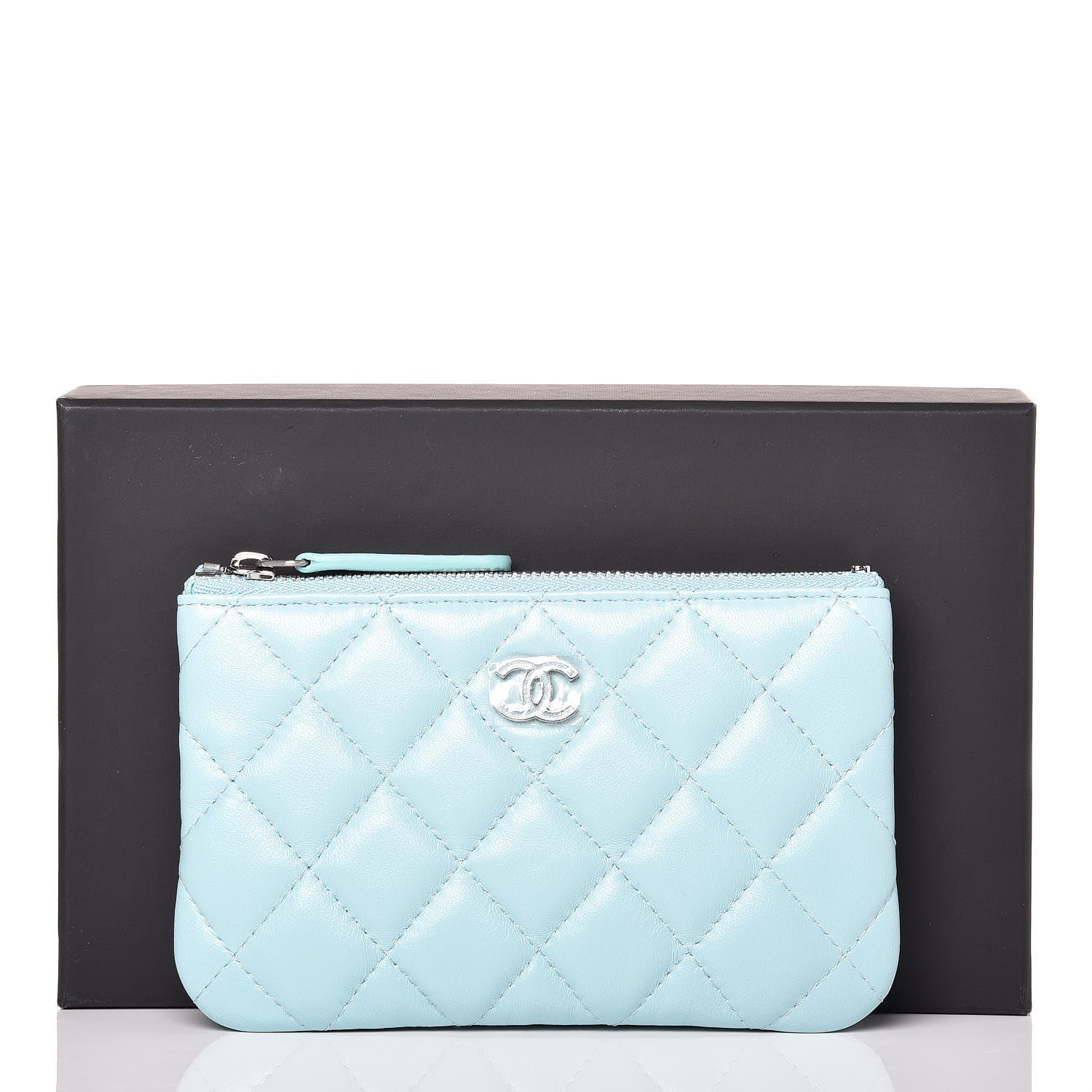 Chanel Lambskin Quilted Small Cosmetic Case Blue 8 of 8