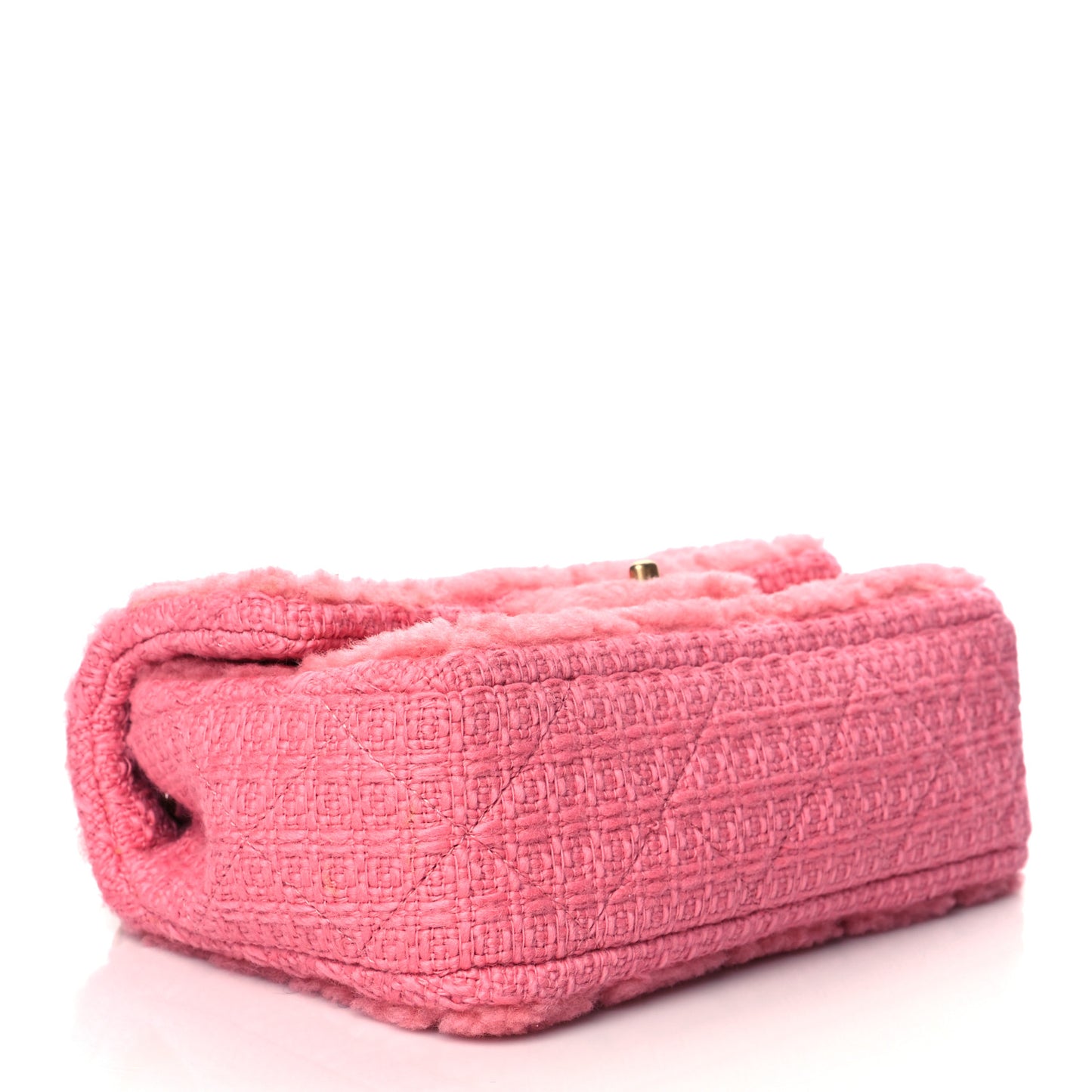 Shearling Sheepskin Tweed Quilted Single Flap Pink